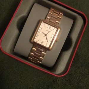 Rose Gold Square Face Fossil Watch 